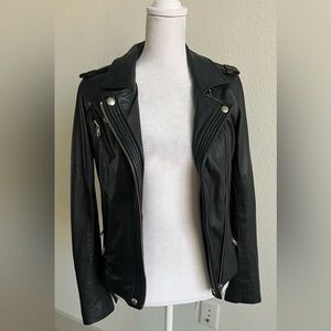 IRO Black Leather Moto Jacket HAN lining for cold weather